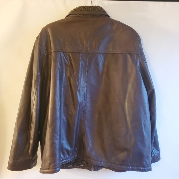 SONOMA MEN'S 100% LEATHER JACKET BROWN LINING SHERPA SIZE XXL - Picture 2 of 11